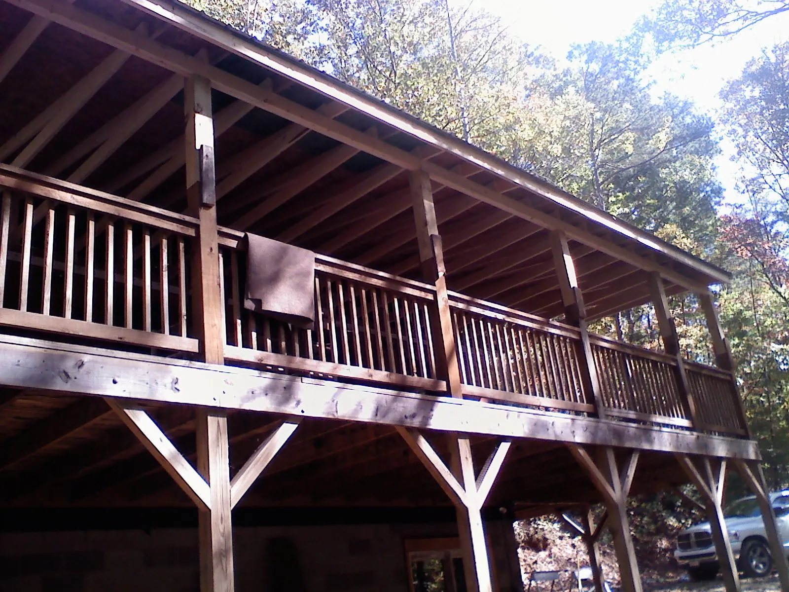 Timber framing under a new elevated porch and deck — Roof Leak Repair in Fork by Roofing Brothers